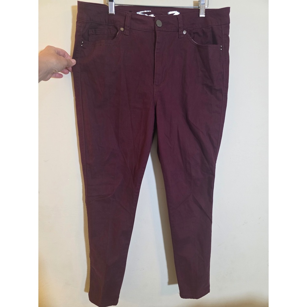 Seven7 High Rise Skinny Jeans Burgundy Wine Skin-Fit Denim Womens‎ 16 RN109890